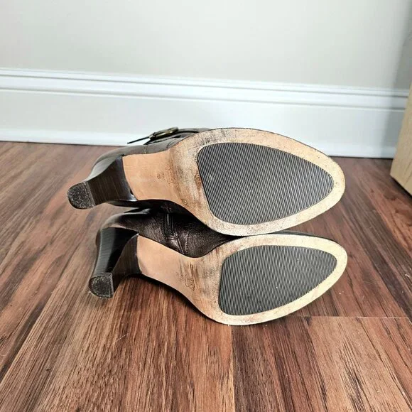 Vaneli | Metallic Bronze Leather Knee-High Buckle Boots | Size 9.5 - Picture 9 of 9